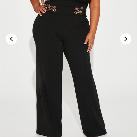 PRE OWNED FASHION NOVA/Elegant Black Sleeveless JUMPSUIT W/GOLD LINK/CHAIN 1X - Picture 7 of 10